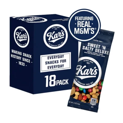 Kar's Nuts Sweet 'N Salty Deluxe Trail Mix 18 Pack - Variety of nuts, chocolate, and dried fruit for a satisfying snack