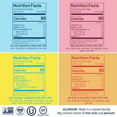 nutrition fact Crunchy Corn pack