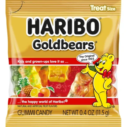 Haribo Goldbears Gummy Candy 22.8 oz Tub – 54 Treat Size Packs – Assorted Fruit Flavors – Classic German Gummy Bears – Perfect for Parties, Snacks, and Gifts