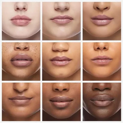 diffrent color women applied lip balm sample