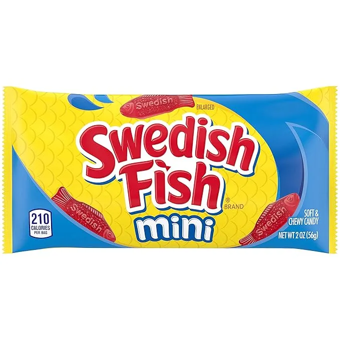 Swedish Fish Mini Soft & Chewy Candy – Bulk Pack of 24 (2 oz Bags) – Classic Red Berry Flavor – 3 lb Total Weight – Perfect for Parties, Events, and Snacking