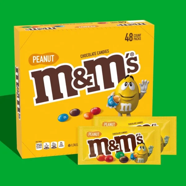 Opened Pack of M&M’S Peanut Chocolate Candy – Displaying Colorful Candy-Coated Peanuts