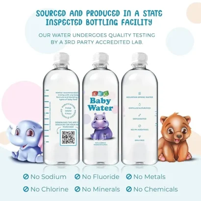 pack bottle of baby water with description