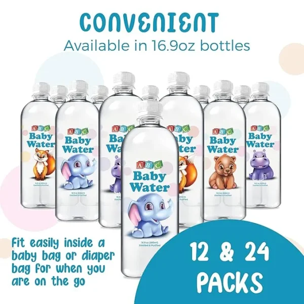 pack bottle of baby water with description