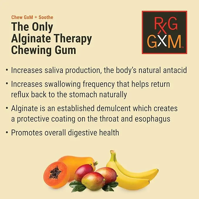 Reflux Gourmet Chew GxM+ Soothe - Close-up of the packaging with a focus on the product's key benefits and ingredients
