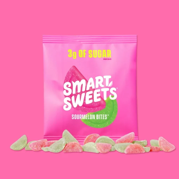 SmartSweets Sourmelon Bites – Suggested Serving in Bowl – Low Calorie, Plant-Based Gummy Candy