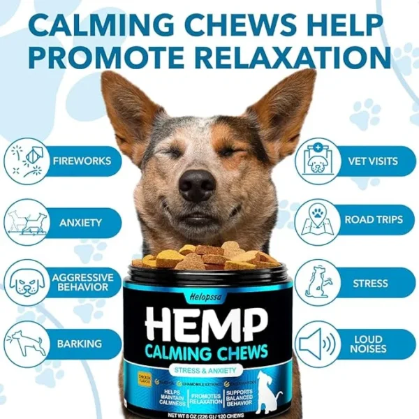 Hemp Calming Chews for Dogs with Anxiety and Stress - Dog Calming Treats